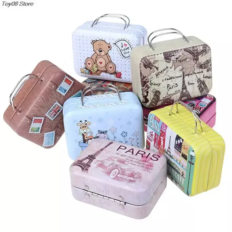 TIW1 미니 금속 여행 가방, 패션 마이크로 수하물 장식, 귀여운 작은 클러치 쥬얼리 상자, 인형 핸드백