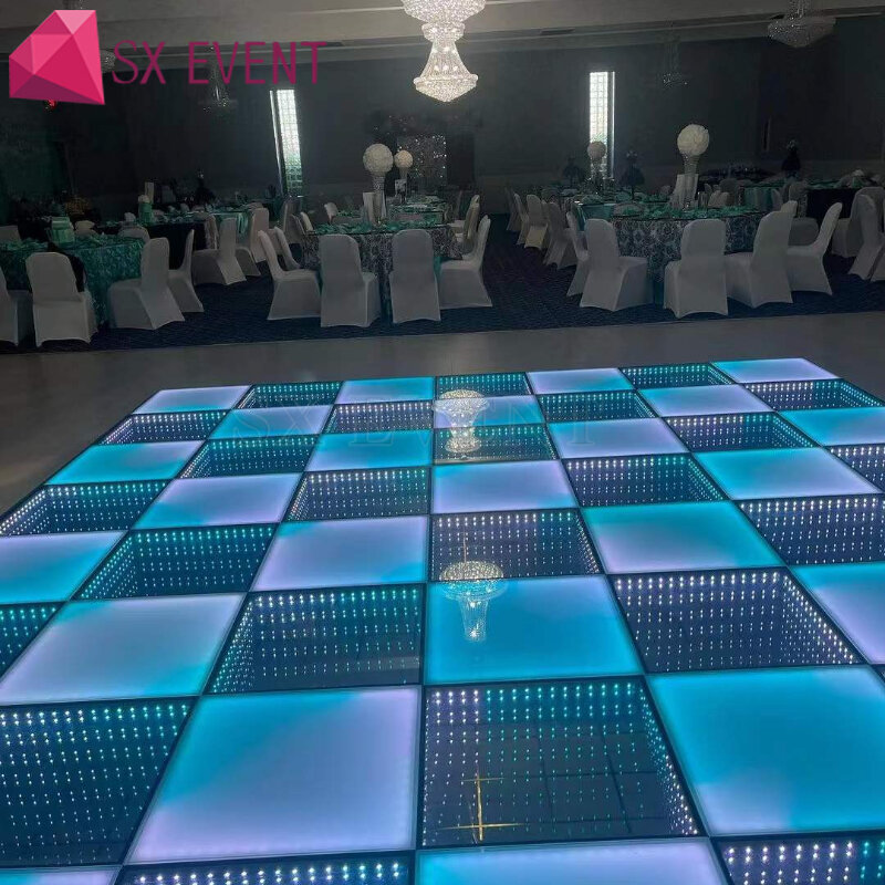 Panel magnético de cristal táctil 3D inalámbrico led para baile, tapete interactivo portátil RGB LED para pista de baile, boda