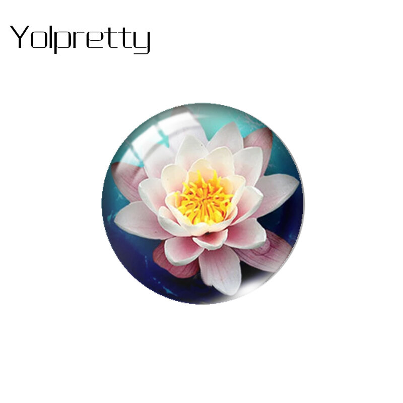 2023 New Arrival Lotus water lilies Glass Cabochon Semi Finished Mixed Glass Jewelry Findings Making Component Accessories