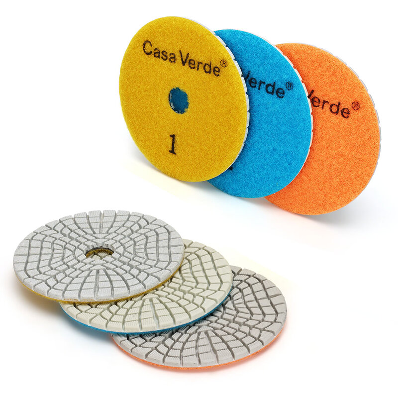 Casaverde 4 "/100 мм алмазные влажные 3-ступенчатые полировальные диски, диски для гранита, полировальные диски для гранита, мрамора, инженерные каменные поверхности