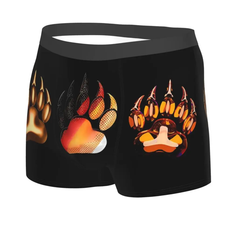 3 Bear Tracks With The Colors Of The Gay BEAR LGBTQ Man's Boxer Briefs Pride Flag Breathable Funny Underpants High Print Shorts