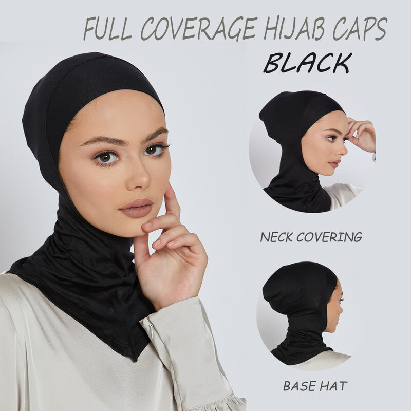 무슬림 언더스카프 여성 베일 히잡 풀 커버리지 히잡 모자, 무슬림 여성 스카프 터번 헤드, 여성 히잡 모자, 이슬람 모자