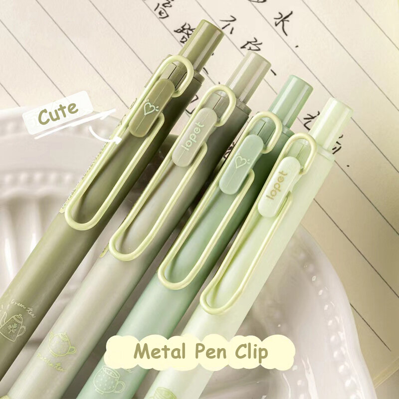 4PCS/Pack Green Series 0.5MM Gel Pen For Students Soft Touch Writing Pen Black Refill Stationery Pen Office School Supplies New