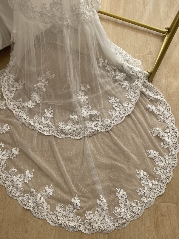 CloverBridal достойное Высокое качество кружево V-образный вырез свадебные платья для невесты 100 см со шлейфом Иллюзия Длинные рукава فساzd05