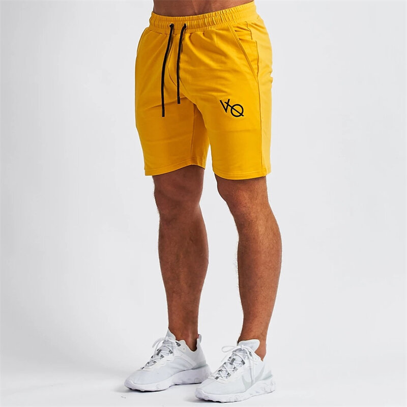 Pantaloncini Slim kaki in cotone moda pantaloni Casual da uomo pantaloni sportivi Fitness ricamati Jogger running exercise menswear