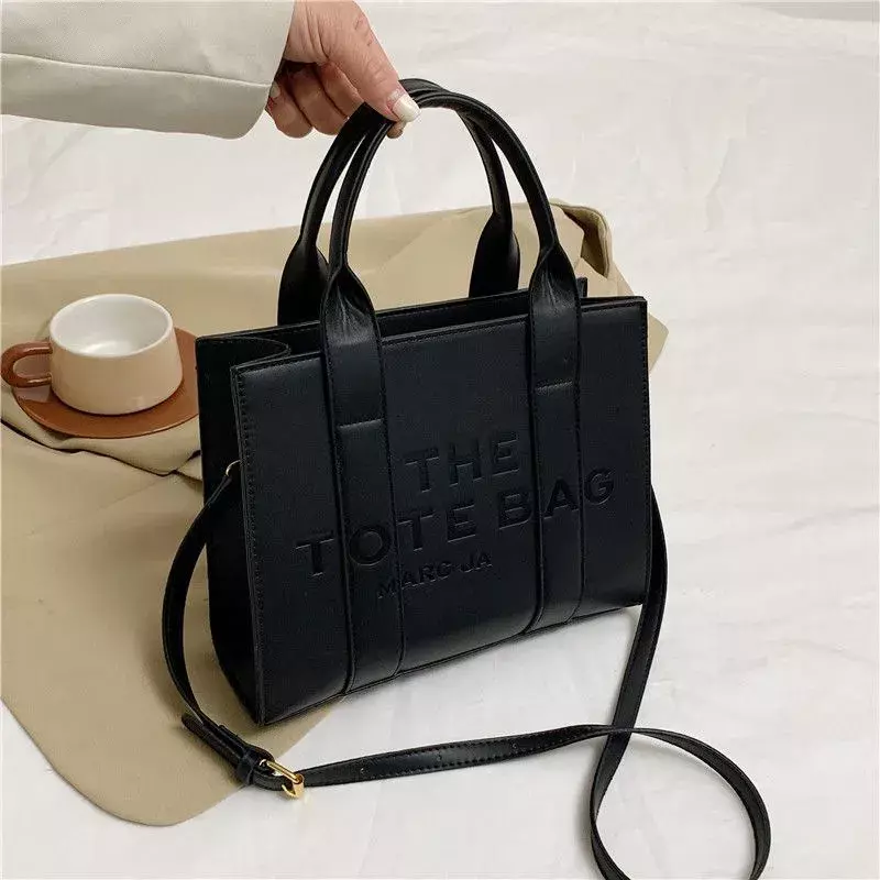 Модные кожаные вместительные женские сумочки, дизайнерские сумки через плечо с надписью, роскошный большой шоппер, Женский тоут