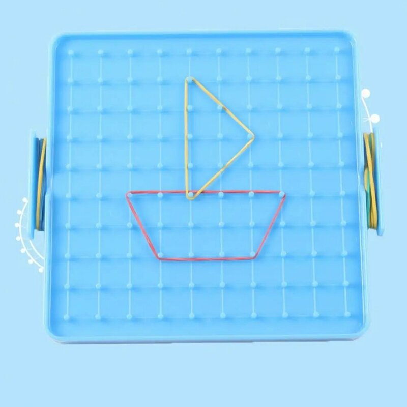 Double Sided Array Nail Geoboards para Crianças, Nail Peg Board com Bandas de Borracha, Suprimentos Ensino Matemática, 16x16cm