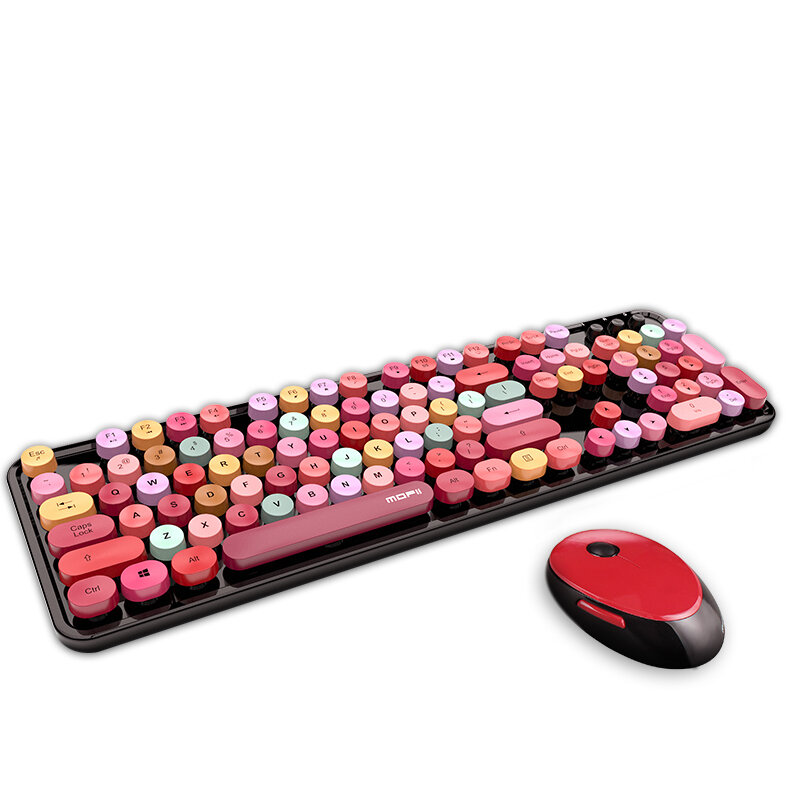 Mofii милый Настольный Ноутбук 2,4G оптическая круглая клавиатура в стиле панк Беспроводная клавиатура мышь