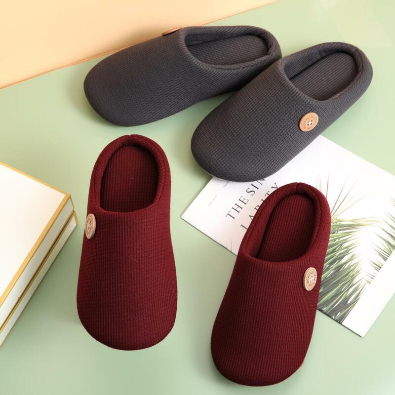 Litfun Warm Cotton Slippers For Women Men Fluffy House Fur Slippers  Indoor Flats Slip-on Soft Slippers Couple House Mute Slides