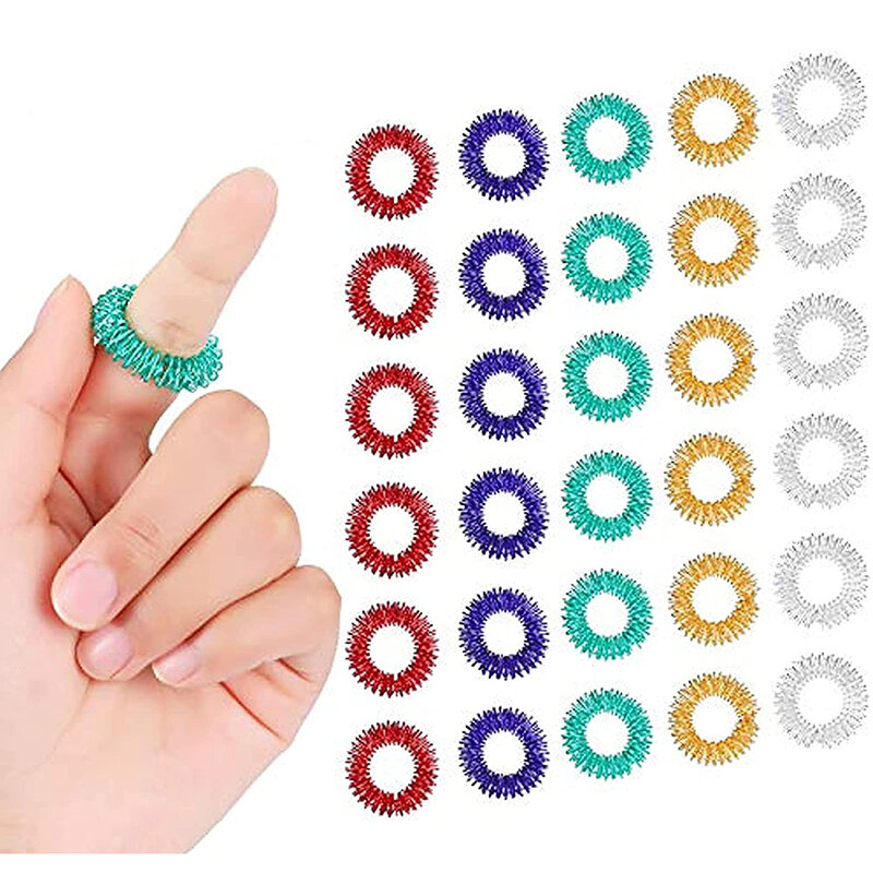 Spiky Sensory Decompression Toys Finger Rings Acupressure Ring Stress Relief Anxiety Relief Finger Toys For Adult Kids