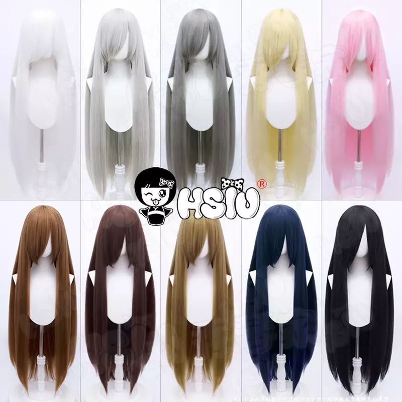 Wig serat Cosplay jagung halus, wig sintetik 20 warna, Wig panjang 100cm, topi wig + wig pesta Anime HSIU