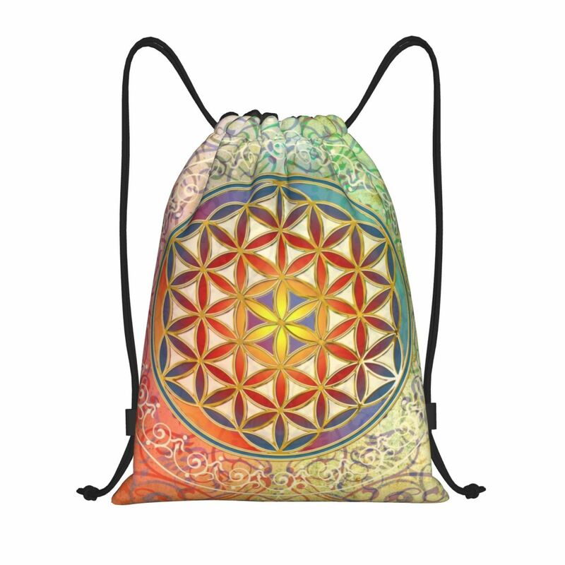 Flower Of Life zaino Vintage geometrico con coulisse borsa da palestra sportiva per uomo donna Mandala Shopping Sackpack