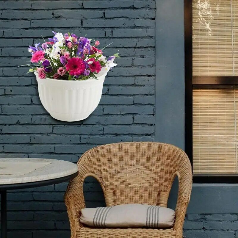 Maceta de flores montada en la pared, maceta de medio círculo para colgar en la pared, macetas montadas en la pared para plantas de interior, macetas de valla