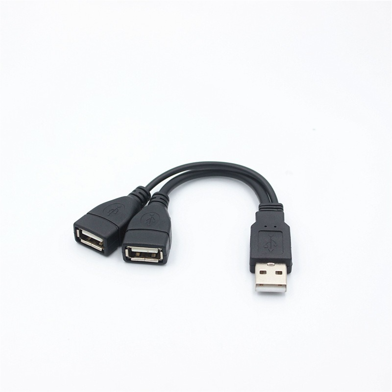 Linha de extensão USB 2.0, 1 plugue macho para 2 soquete fêmea, cabo de dados, adaptador de alimentação, conversor, divisor, 15 cm, 30cm