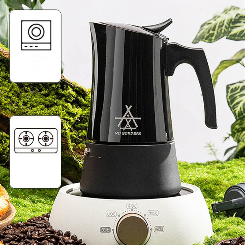 Outdoor Camping Domestic Hand Made Mocha Pot Alocs Stainless Steel Italian Coffee Maker Camp Cooking Set Espresso Extractor Pot