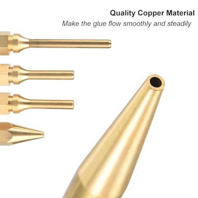 5 Pieces Glue Guncopper Nozzle Tips With O-Ring Bore Long Tube Nozzles Thread Interchangeable Nozzle Set For Hot Meltingglue