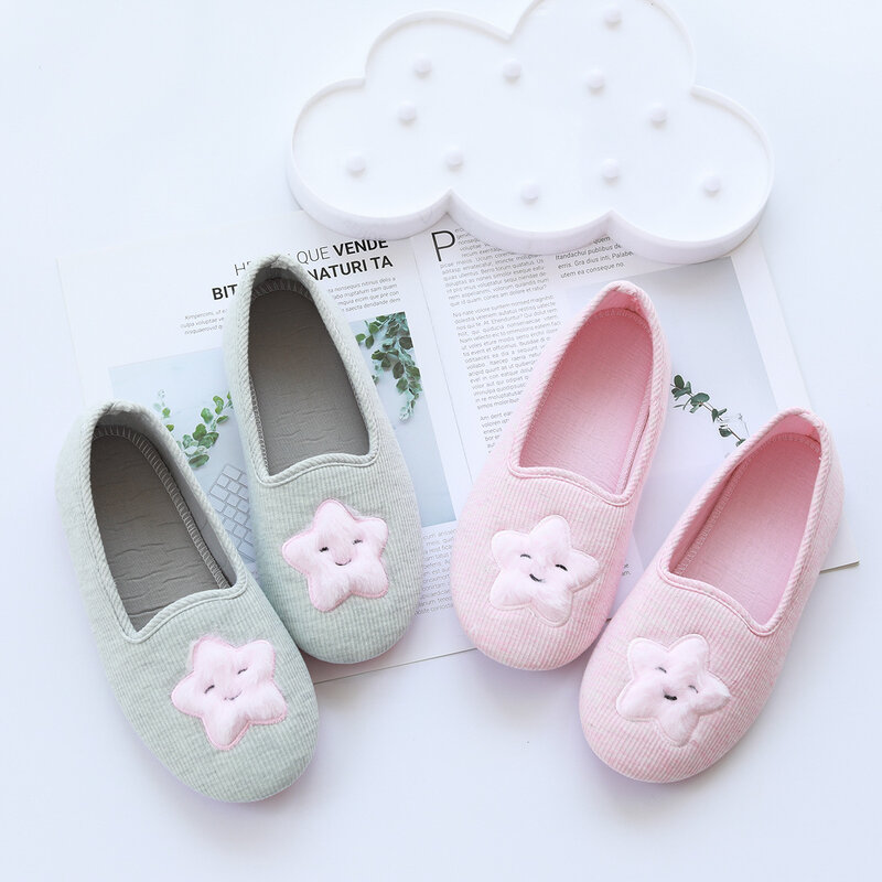 Lovely Style Star Slippers For Womens Bedroom At Home Spring and Autum Cotton Postpartum Shoes For Girls