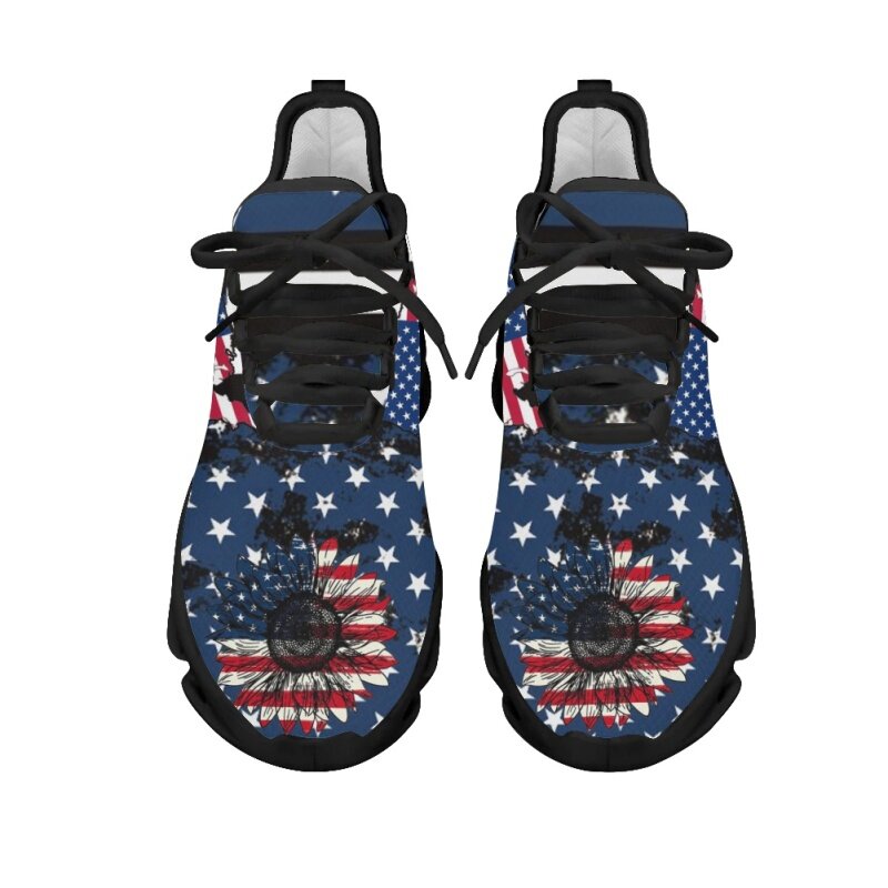 Tênis de malha leve para mulheres e homens, calçado com bandeira dos EUA, tênis casual com bandeira americana, novo estilo 2023