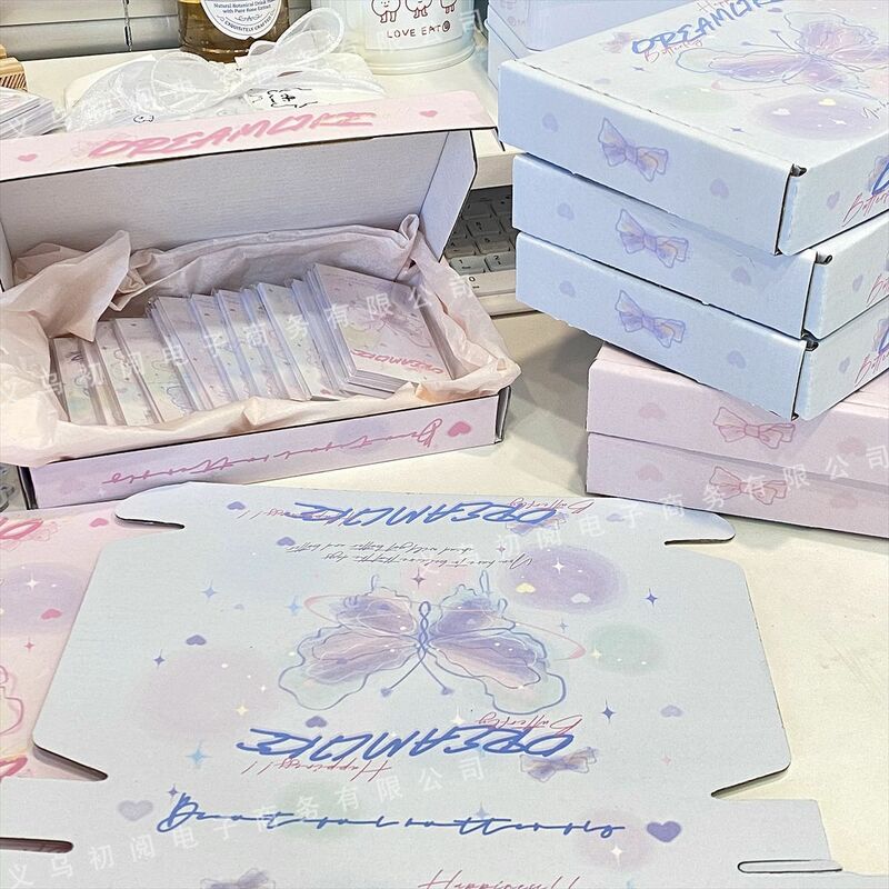 1Pc Ins Aesthetic Dream Butterfly Color Plane Box Girl Sell Card Gift Packaging DIY Express Carton Cute Cardboard Packaging Box