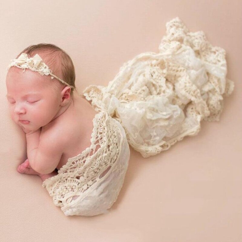 Newborn Photography Props Blanket Baby Photography Backdrop Lace Wrap Swaddling Photo Studio Accessies
