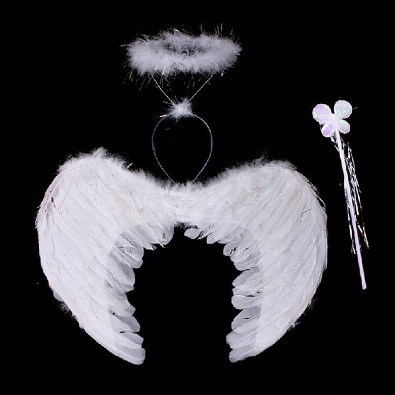 الأبيض ريشة أجنحة الملاك تأثيري حلي زي المرحلة تظهر حفلة تنكرية كرنفال عطلة فستان بتصميم حالم