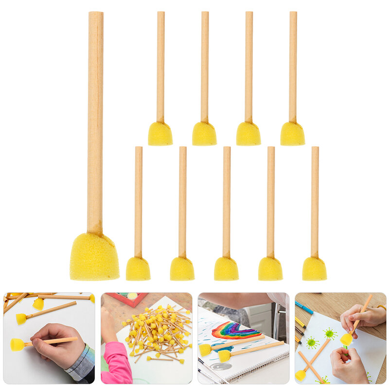 10pcs Round Toolss Set di pennelli Stencil Tools pennelli pennelli per pittura in schiuma strumenti per pittura bambini che disegnano pennelli artigianali con legno