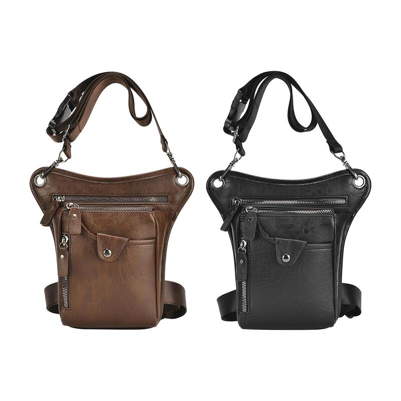 Fashion Men Drop  Waist Pack Leg  Shoulder Bags PU Leather Pouch for Running Hiking Outdoor Riding