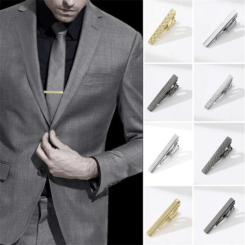 Klip dasi warna perak logam untuk pria klip dasi pernikahan dasi pria dasi Bar dasi kristal Pin untuk Aksesori Pria
