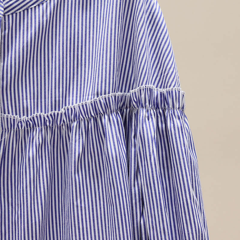 Blouses Women  Fashion   Summer    Stripe   Long  Sleeve   Loose    Casual  Plus  Size