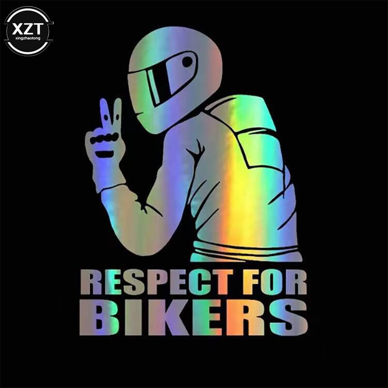 1Pc Respect for Bikers Car Sticker Vinyl Reflective Funny Stickers on Auto 3D Motorcycle Stickers and Decals 15x11CM