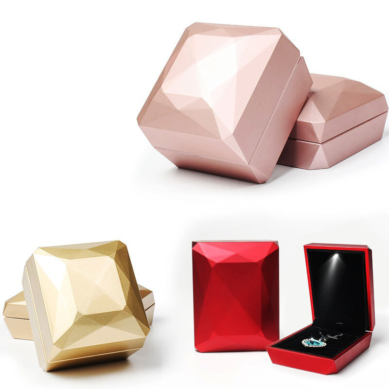 Led Light Ring Packaging Box ciondolo collana braccialetto Storage Organizer accessori per gioielli lacca per pianoforte diamante affrontato nuovo