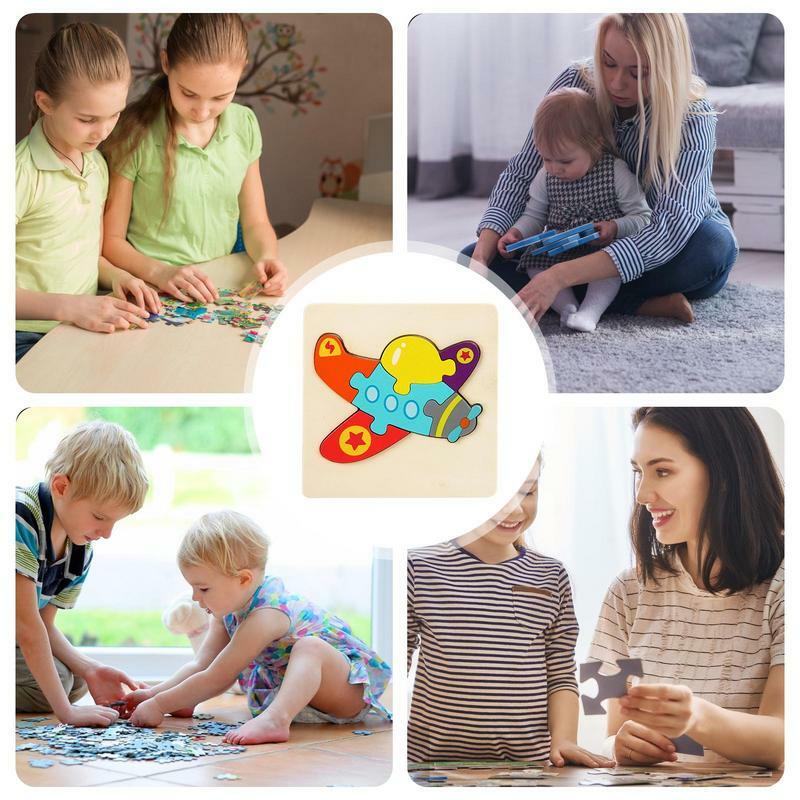 Puzzle de madeira Montessori sem rebarbar para crianças, quebra-cabeças suaves, brinquedos Montessori, sensor multifuncional para crianças
