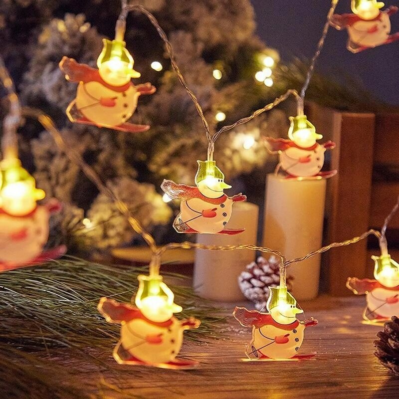 Рождественские гирлянды Санта Клауса, водонепроницаемые светодиодный, уличные сказочные огни для сада, балкона, патио, Декор