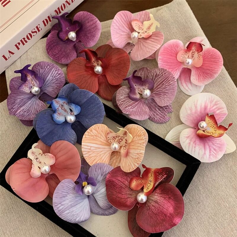 Chic Hair Grip Gift Orchid Handmade Butterfly Hairpin Hair Accessories Sand Beach Flowers Hair Clips Women