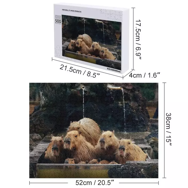 Capybaras 목욕 직소 퍼즐 그룹, 나무 장식 그림 맞춤 선물, 맞춤형 사진 퍼즐 포함