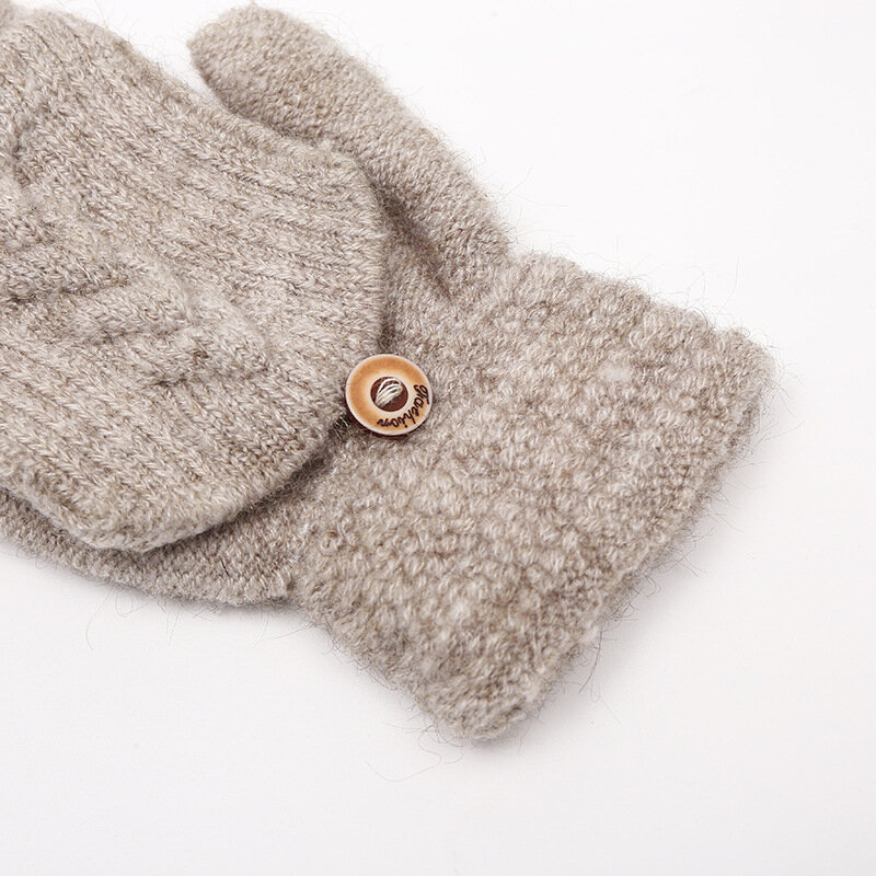 Knitted Fingerless Flip Gloves for Men Women Faux Cashmere Winter Warm Flexible Touchscreen Unisex Exposed Finger Mittens Glove