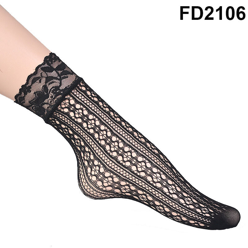 6 Pairs Women Lace Floral Ankle Socks Lot Summer Mesh Thin Sexy Ladies Transparent Funny Socks