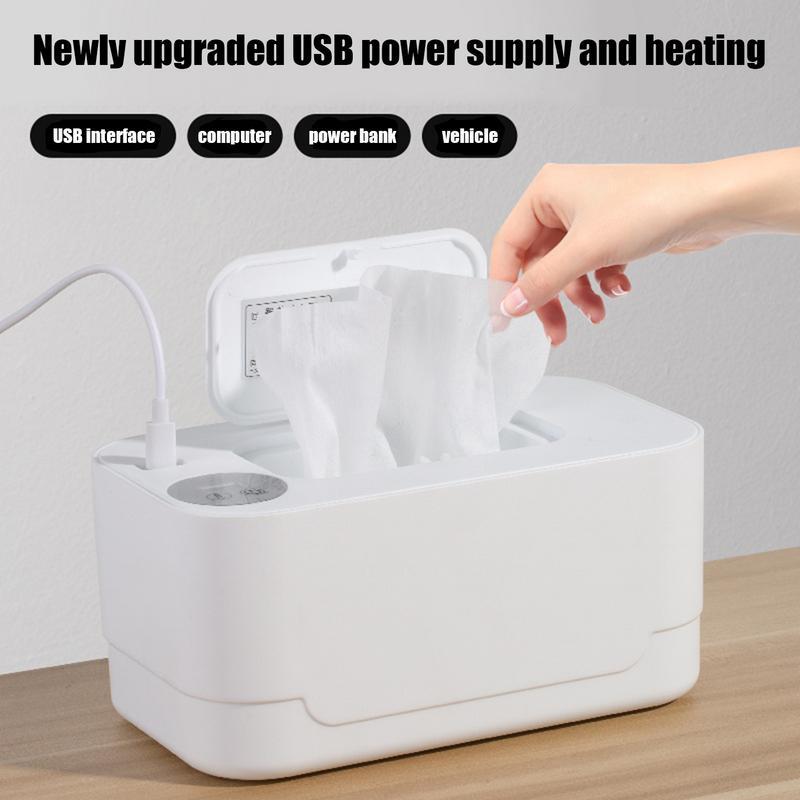 Calentador de toallitas húmedas para bebé, dispensador de toallitas termostáticas, carga USB