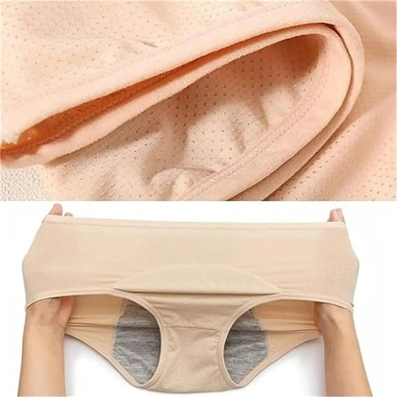 Bragas menstruales de algodón para mujer, bragas posparto de cintura media, Color sólido, talla grande, completamente cubiertas