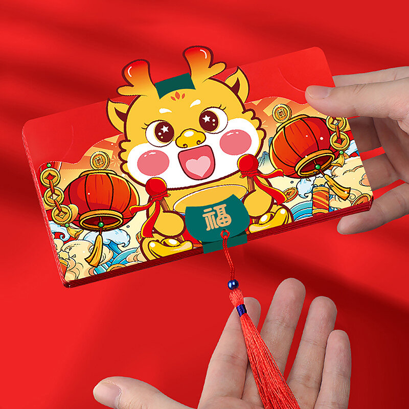 Kreskówka składana czerwona pieczęć wiosenna festiwal czerwone koperty nowy rok szczęśliwe pieniądze torby