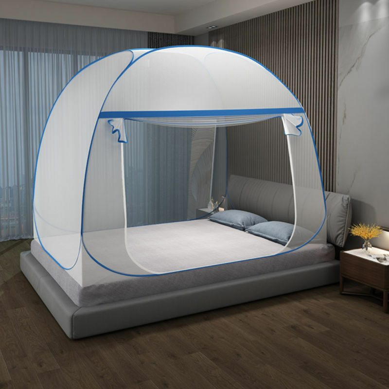 1 pezzo moderno semplice studente zanzariera colore blu fondo pieno adulto zanzariera tenda estate casa letto esterno baldacchino pieghevole