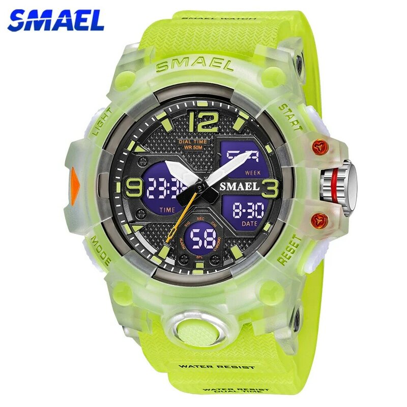 SMAEL Top Brand Men Military Watch Digital Waterproof Dual Display Quartz Sports Wristwatch For Male Clock 8008 Youth Stopwatch