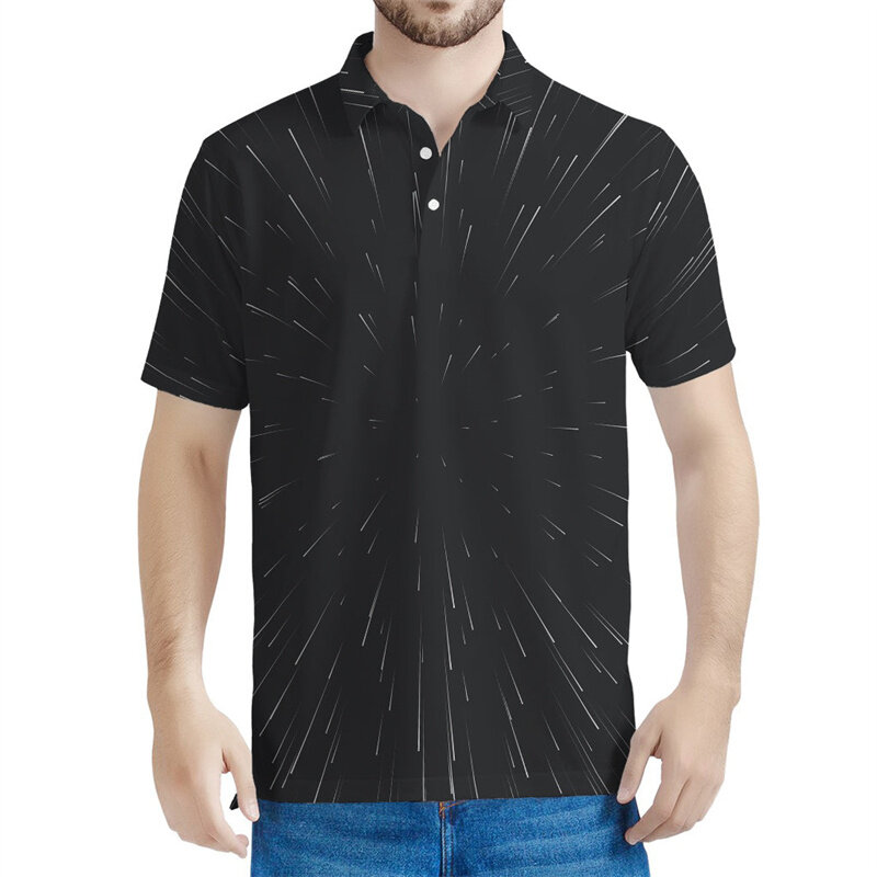 Рубашка-поло Мужская/Женская с 3D-принтом, коротким рукавом и графическим отворотом