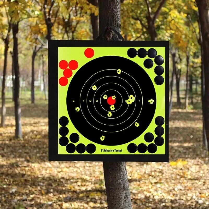 10/20/30 buah/Lot stiker Target 8x8 inci perekat reaktif diri tongkat menembak Target kertas Splatter untuk menembak pelatihan