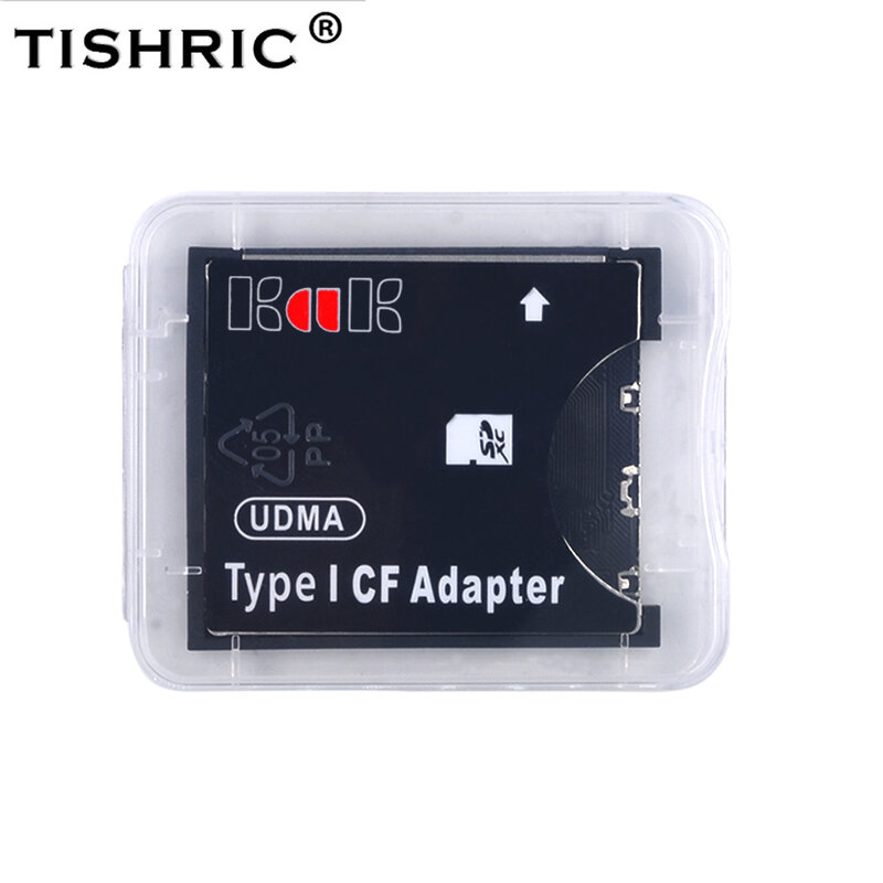 TISHRIC SD to CF Type I Adapter Support SD SDHC SDXC MMC Card To Standard Compact Flash Type I Card Reader Converter