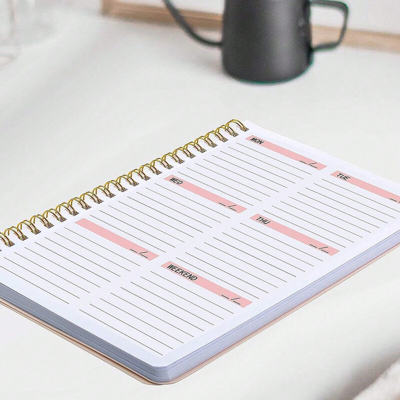 Cuaderno planificador semanal A5 de 52 semanas, Agenda espiral sin fecha, horario diario para estudiantes, diario, papelería, suministros escolares de oficina