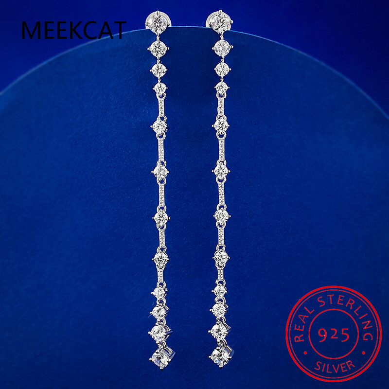 Серьги-подвески женские из серебра 925 пробы с бриллиантами, 3 карата