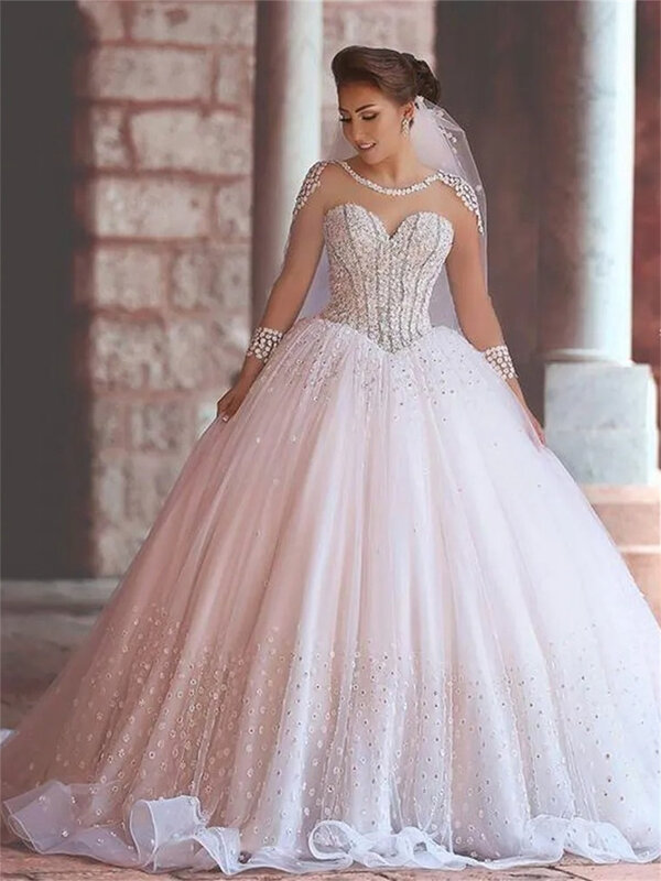 Charming Long-Sleeved Ridal Dress 2024 Elegant Appliquéd Wedding Dress Romantic A-Line Floor-length Dress Vestidos De Novia