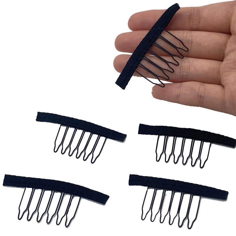 40 pcs black color cloth wig combs 6 teeth hair wig clips for full lace wig cap wig accessories