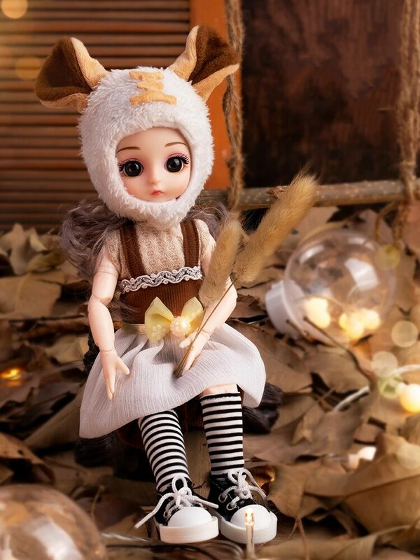 BJD 1/6 Jointed Dolls Full Set with Fashion Clothes Soft Wig Head File Body for Girl Toy Gift 12 Constellation Series